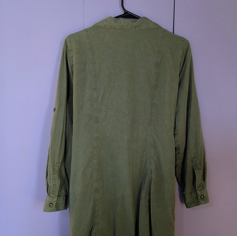 Isabella Oliver Kelsey Maternity & Nursing Dress, Olive Green Midi Shirt Dress - Picture 9 of 14